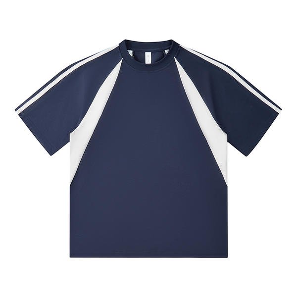 Dark blue raglan crew neck T-shirt