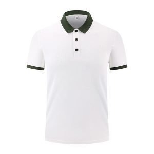 White Men's Polo Shirt - Black Collar