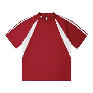 Red raglan crew neck T-shirt